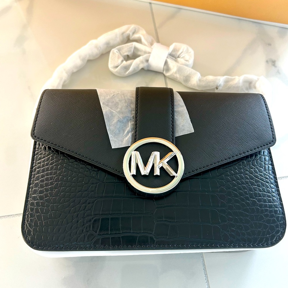 NWT Michael Kors Black Carmen Shoulder Handbag